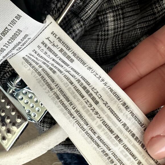 Abercrombie & Fitch Simone Gray Plaid Maroon High Rise Ankle Flare Trouser Pants - Picture 8 of 9